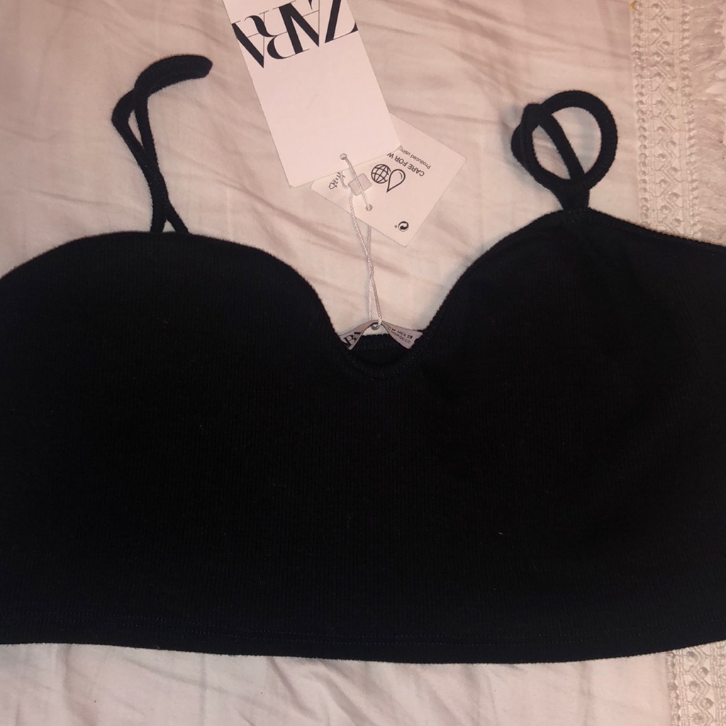 Zara Black Crop Tank Top Size Medium